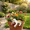 Realistic Cats Holding Red Wine Glass Statue Waterproof Cat Ornament Lying Kitty Ornament  Patio