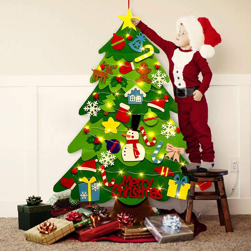 Do-It-Yourself Felt Christmas Tree Set Christmas Decorations Xmas Wall Hanging Ornaments Gifts For Kids Christmas Home Door Decorations
