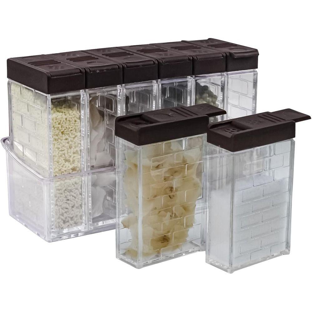 6Pcs/Set 6-in-1 Seasoning Storage Box Double Opening Cover Seasoning Bottle Spice Canister Set  BBQ