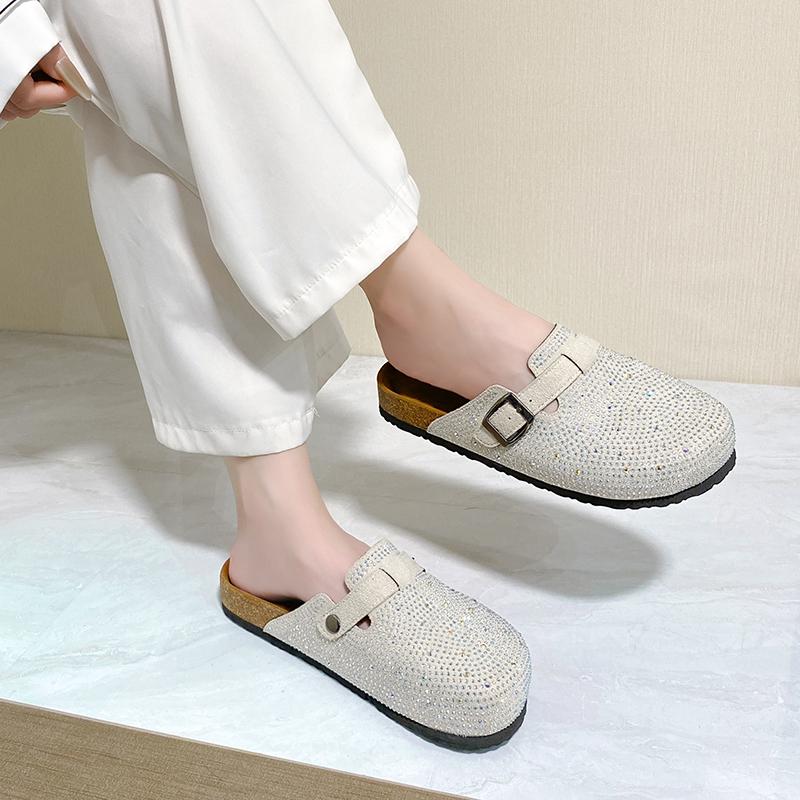 Женская обувь Женские закрытые тапочки из коровьей замши Клоги Женские сандалии Ретро мода Садовые мюли Клоги Слайд 2024 Новинка