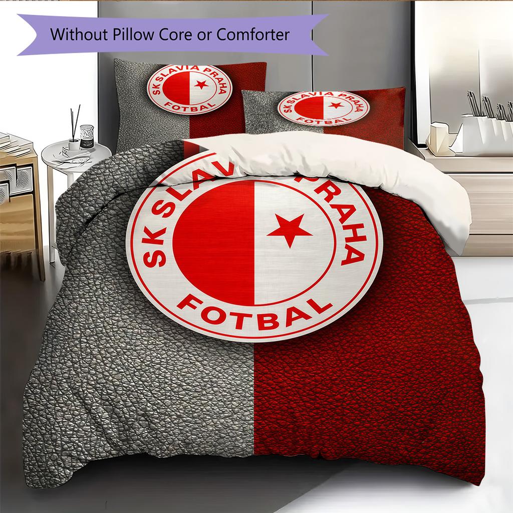 SK Slavia Prague Pattern Bedding Quilt Set Home Decoration Gift (1 * duvet cover + 2 * pillowcase without core)