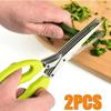 Muti Layers KItchen Scissors Stainless Steel Vegetable Scallion Cutter Herb Laver Spices Cut Cooking Tool Kitchen Accessories