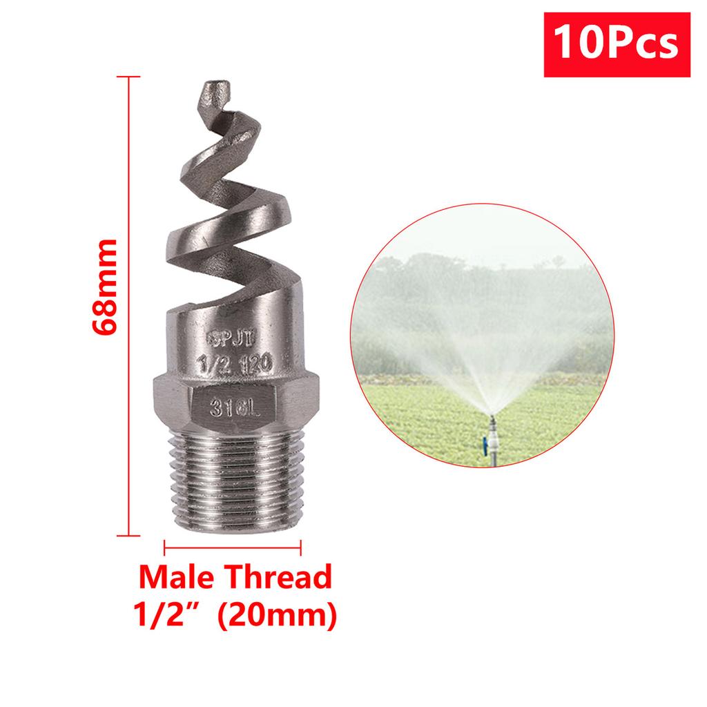 Spiral Cone Atomization Nozzle 1/4" 3/8" 1/2" 3/4" 1" Male Thread Plastic Sprayer Head Stainless Steel Irrigation Mist Sprinkler