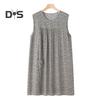 Women's Loose Tank Nightgown Casual Chemise Pleated Sleeveless Sleep Dress Summer Crewneck Printed Homewear
