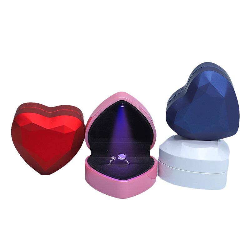 Heart-Shaped LED Ring & Necklace Box with Light - Jewelry Gift Packaging