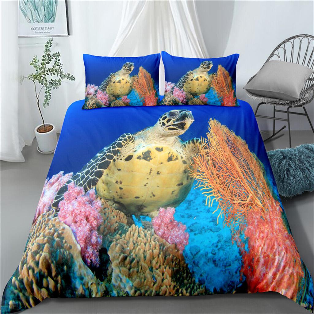 Комплект пододеяльников для односпальной/двуспальной кровати «Морская черепаха», двуспальной/королевской/королевской/супер-кинг-сайз Doona