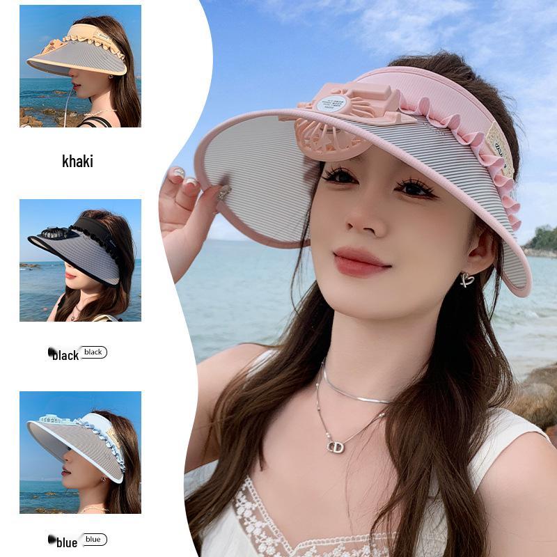 Женская перезаряжаемая солнцезащитная шляпа с защитой от УФ-лучей и широкими полями для велоспорта