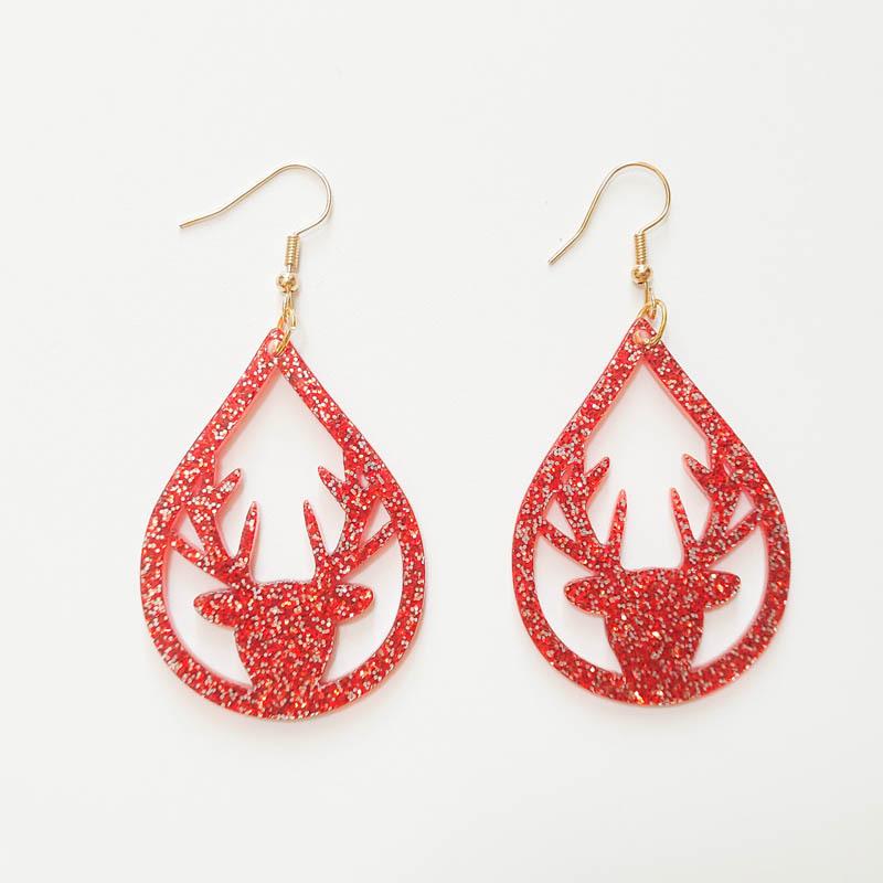 Acrylic Green Monster Apple Christmas Dangle Earrings | DIY European-American Style