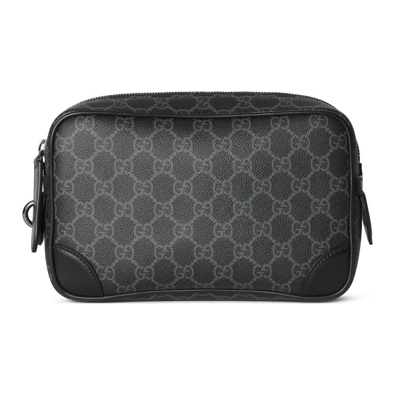 Gucci Бренд GG Emblem узор из букв застежка-молния тканевая косметичка маленький размер мужская черная