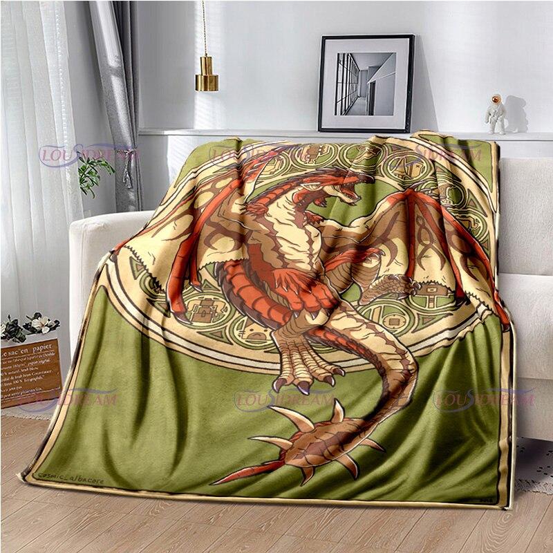 Monster Hunter Stories Soft Flannel Blanket Cartoon Blanket for All Seasons Warm Cozy Fluffy Blanket for Sofa Bed Living Room