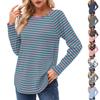 Women's Long Sleeve Shirts Casual Fashion Stripe Printed Tunic Tops Crewneck Basic Loose T Shirt