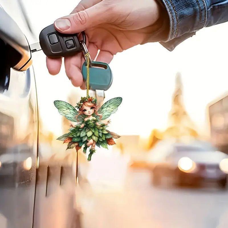 Новый акриловый плоский 2D автомобиль плоский эльф ангел комплект кулон брелок рюкзак мобильный телефон кулон украшения для дома рождественский кулон