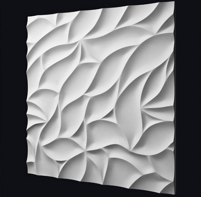 3D Wall Panel Mold for Gypsum, Plaster or Concrete Tile for Decorative Wall Panels 'Foliage'