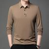 Мужская рубашка поло с длинным рукавом, с воротником, однотонная, в стиле business casual, пуловер, рубашка для гольфа, футболка