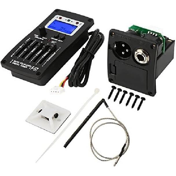 Guitar Pick Up F-5T 5Band Equalizer, Preamp Amplifier Tuner Digital Tuner Pickup for Electric Acoustic Classic Guitar for Electric Acoustic and