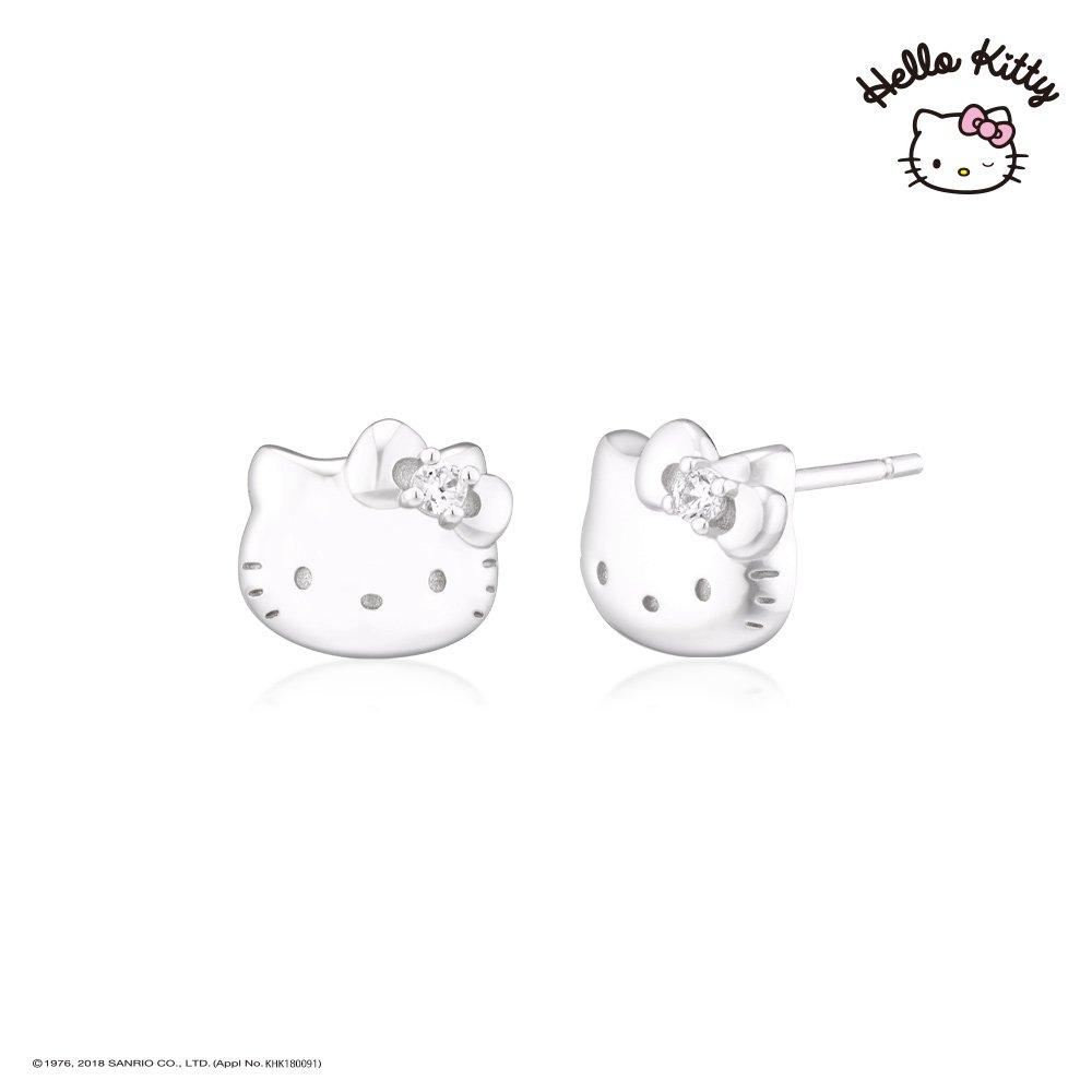 Sanrio Hello Kitty Jewelry New Heart Collection Signature Silver Earrings Hlse364