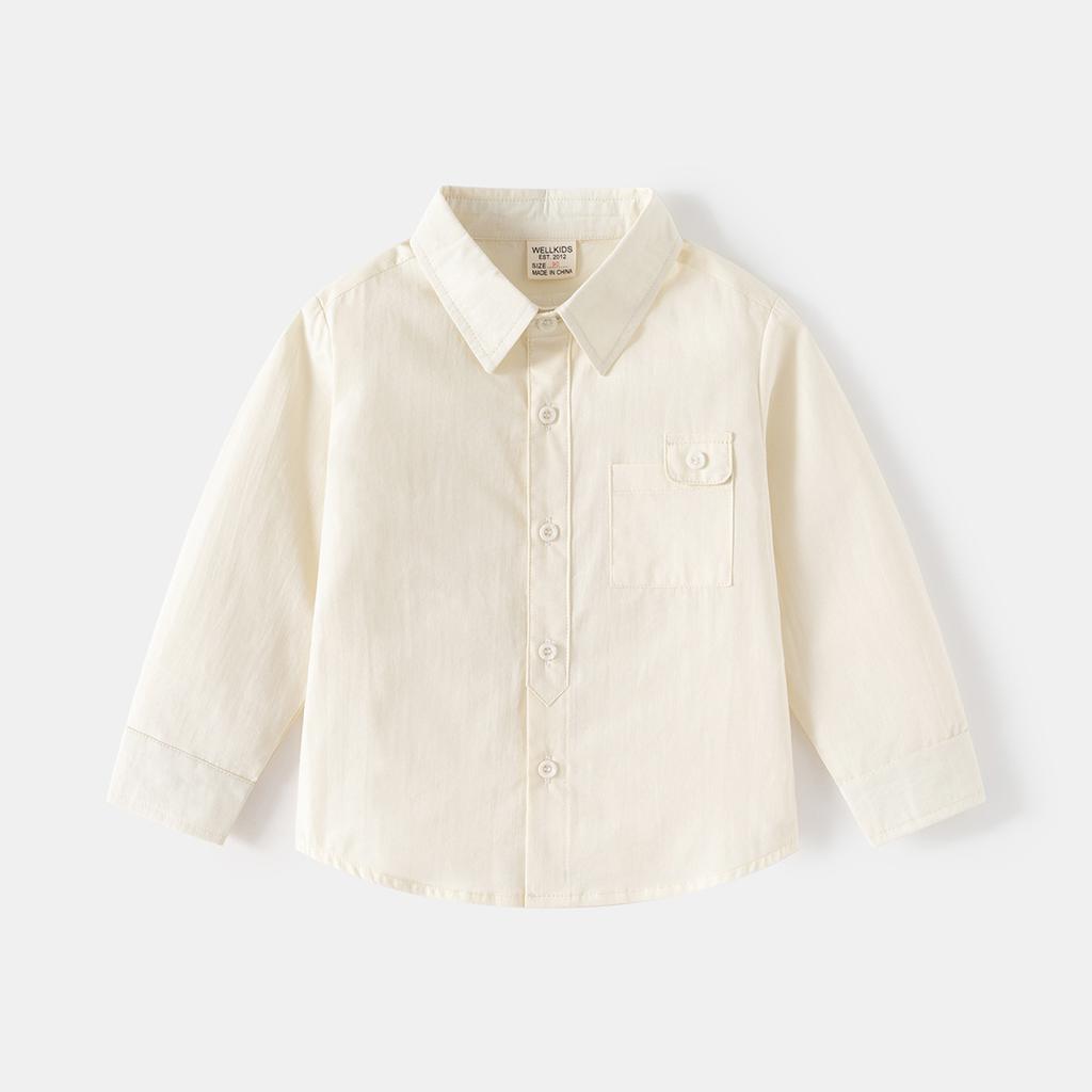2025 Spring New Boys Long-sleeved Shirt Korean Version Baby Lapel Shirt Children's Fashion Top