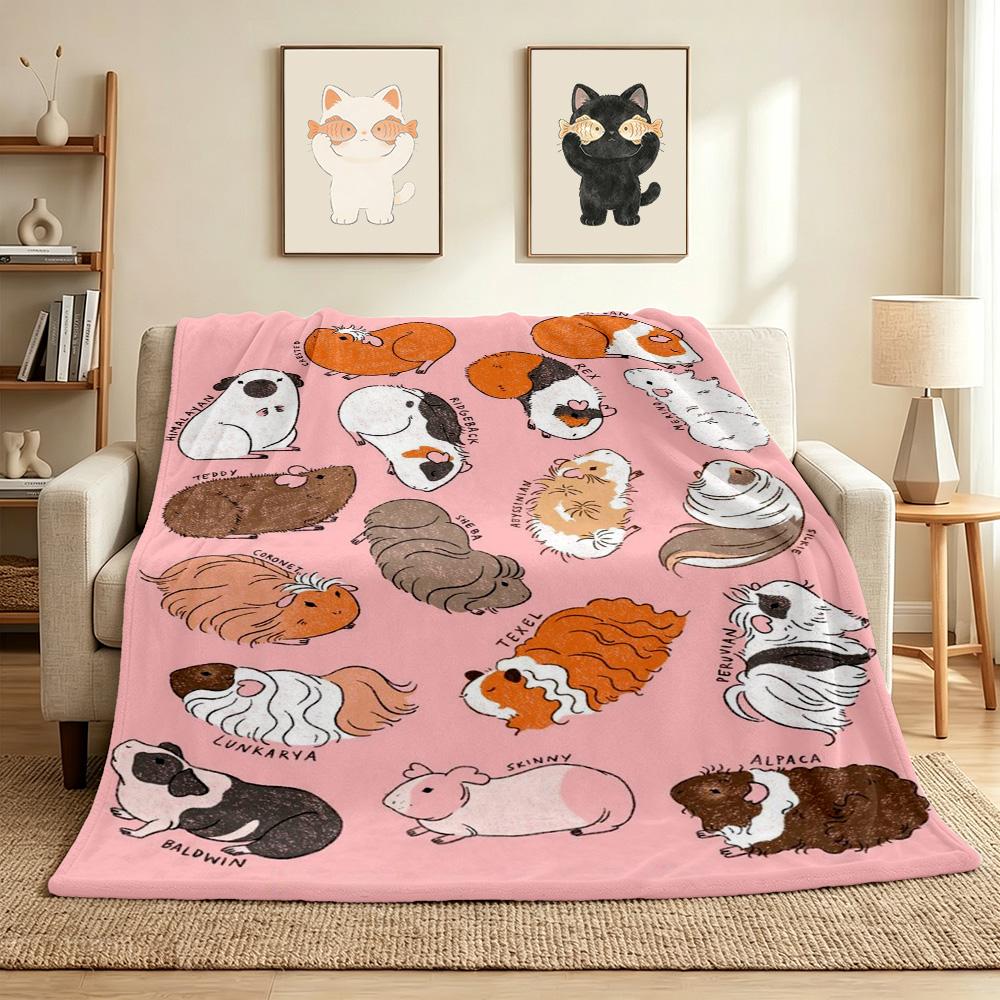 Guinea Pig Collection Flannel Blanket Throw Blanket Soft Warm Sofa Bed Camping Car home Decor Unique Christmas Gift C9301322