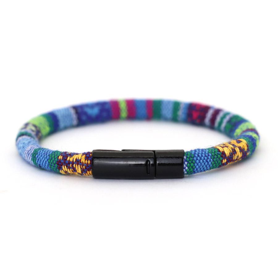 Двусторонняя вышивка ручной веревки сплав магнитная застежка этнический стиль хлопок лен браслет мужчины женщины дружба Braslet