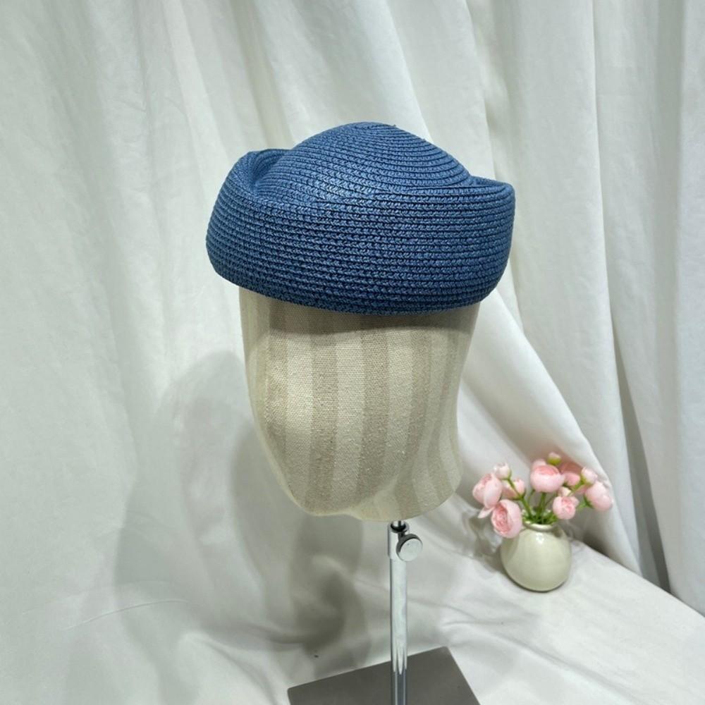 Elegant Flight Attendant Hat Teardrop Vintage Sun Hat Fashion Straw Beret Hat Cocktail Event