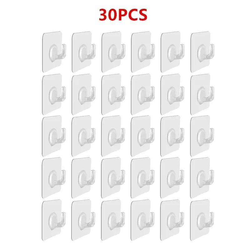5/10/20/30/40Pcs Self-adhesive Hook Transparent Door Wall Hook Child Heavy Load Rack Kitchen Bathroom Towel Key Rack Sticky Hook