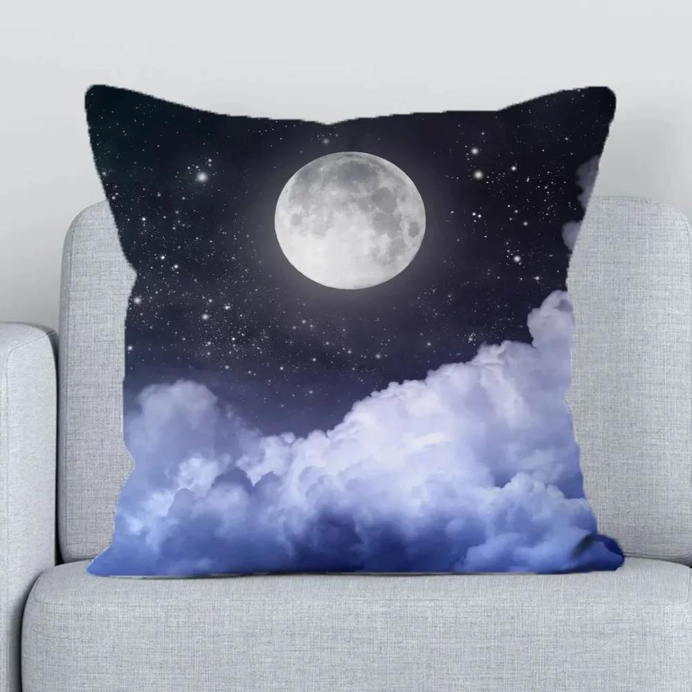 Office Living Room Sofa Cushion Cover Luxury Home Decoration Pillow Cover Forest Lake Moonlight Print