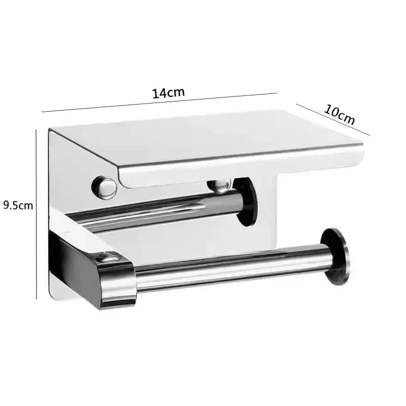 6997752112524112 304 Stainless Steel Toilet Paper Holder with Phone Shelf Bathroom Tissue Holder Toilet Paper Roll Holder
