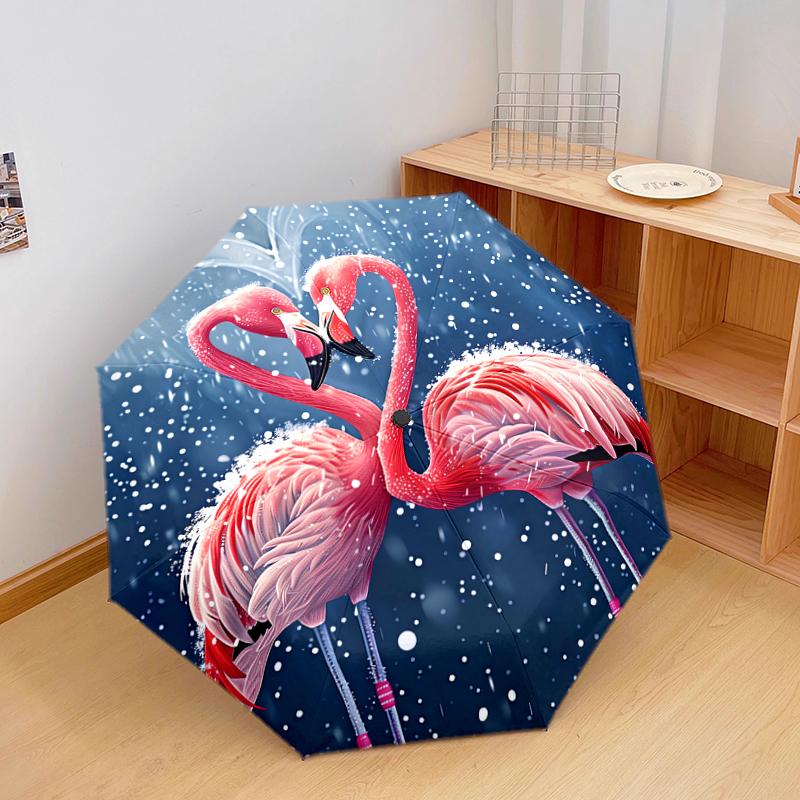 1 шт. Автоматический складной зонт - милый розовый узор, Портативный и складной дизайн с 8 спицами, Рождественские и Новогодние подарки