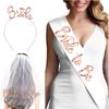1Set Bride To Be Veil Satin Sash Hiarband Bridal Shower Wedding Decorations Tattoo Stickers Hen Bachelorette Party Supplies