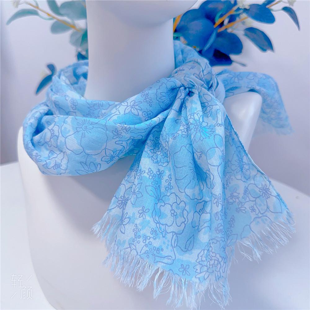 Весенне-летние новые тонкие дышащие 100% хлопковые шарфы с цветочным принтом, женская шаль для защиты от солнца, универсальные японские шарфы с цветочным принтом