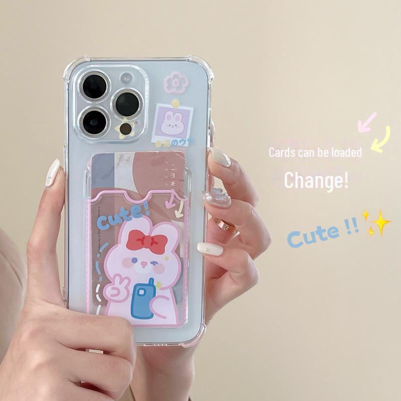 Чехол для iPhone Zhitai: Защитный чехол для iPhone 14 Pro Max, 15 Pro и 13 с мультяшным дизайном и держателем для карт.