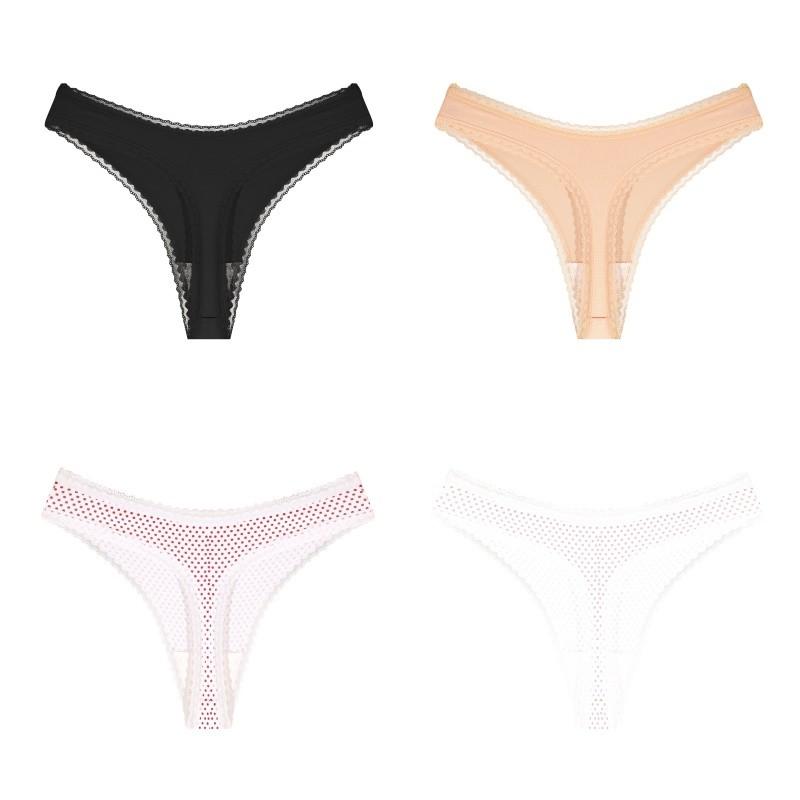 FINETOO Woman Ice Silk Panties Sexy Lace Underwear Seamless and Soft Lady Lingerie Solid Color