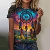 Galaxia Women's Dream Capture T-shirt, Round Neck Short Sleeve T-shirt, Indian 3D Printing, Harajuku Y2K Large T-shirt, Women's Wear