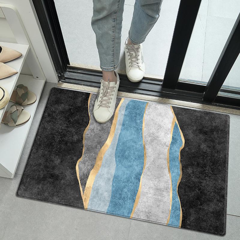 Простой геометрический дизайн коврика для пола для входа в туалет и умывальника 40x60/50x80/60x90/80x120 см гипоаллергенный фланелевый ультра легкий коврик для ванной