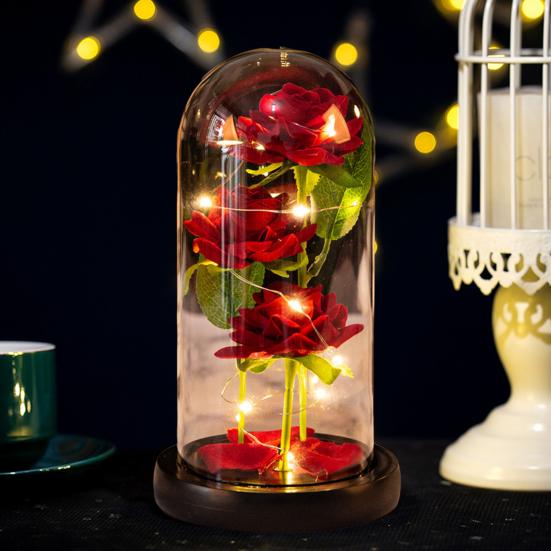 Консервированная роза в стеклянном куполе со светодиодной подсветкой Вечный цветок Романтичный подарок на вечную розу для женщин на День святого Валентина День матери