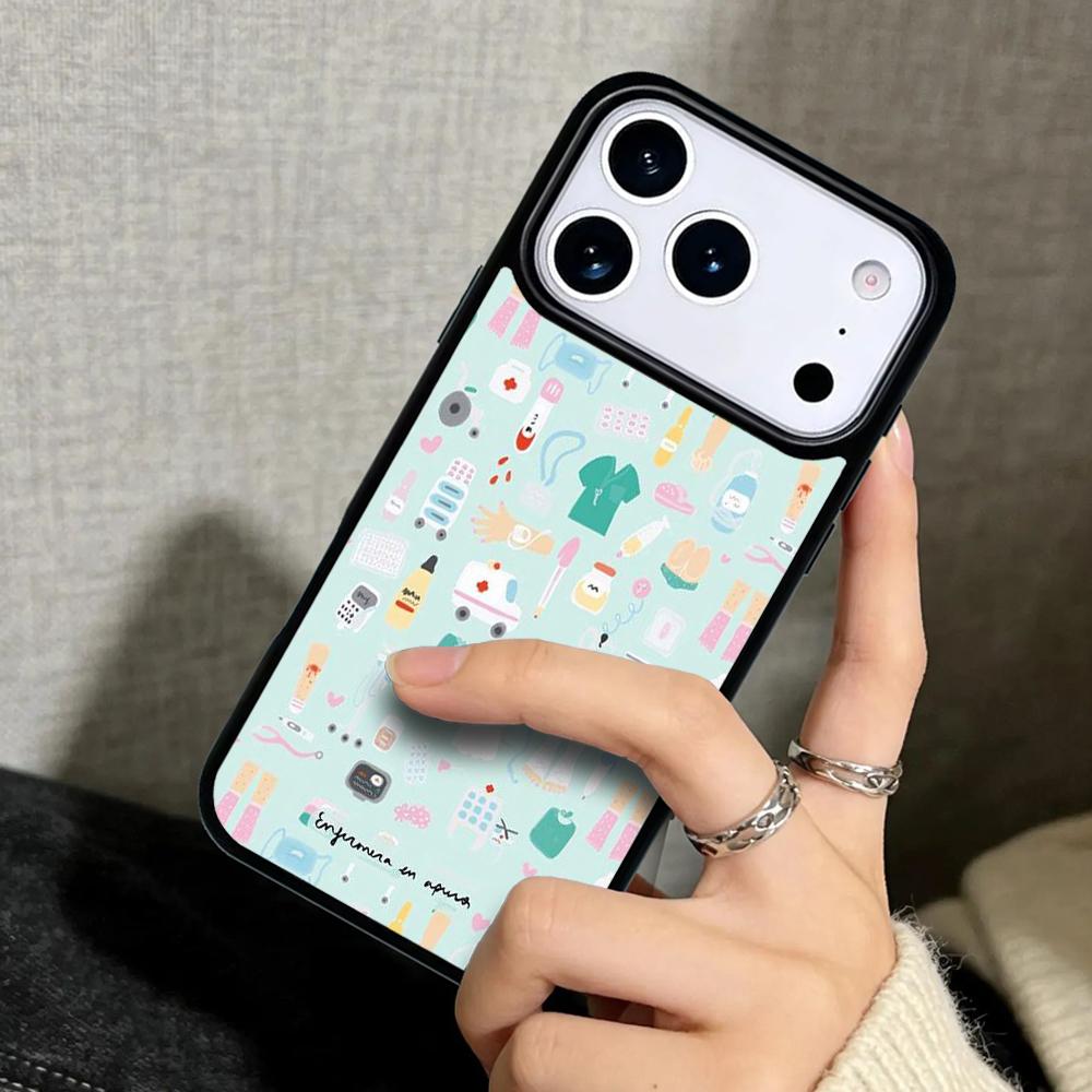 Чехол Case для iPhone 17 Air 16 Pro Max 15 Plus 11 13 Mini 14 12 Задняя крышка телефона Медсестра Стетоскоп Сердце Медсестринство Сердцебиение