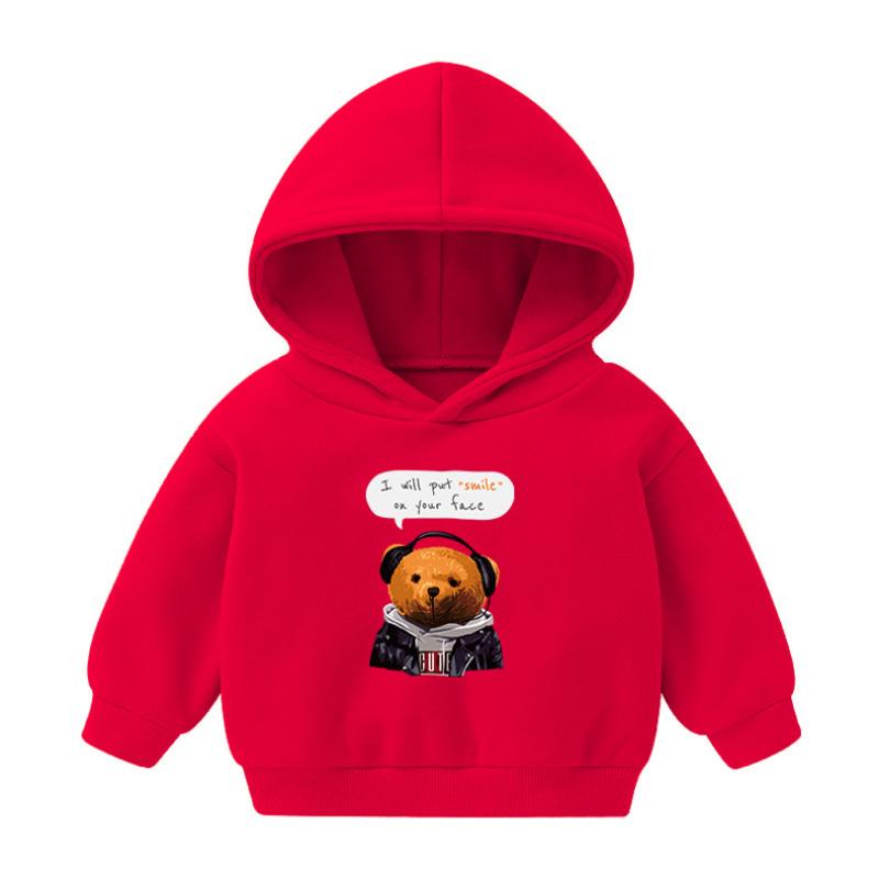 Детская толстовка с капюшоном с весенним мультяшным медведем для мальчиков и девочек