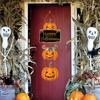 1 комплект, подвески на дверь в виде тыквы на Хэллоуин, подвесные деревянные дверные знаки, шляпа ведьмы, мультяшный дизайн, жуткое улыбающееся лицо, вечеринки, товары для домашнего декора