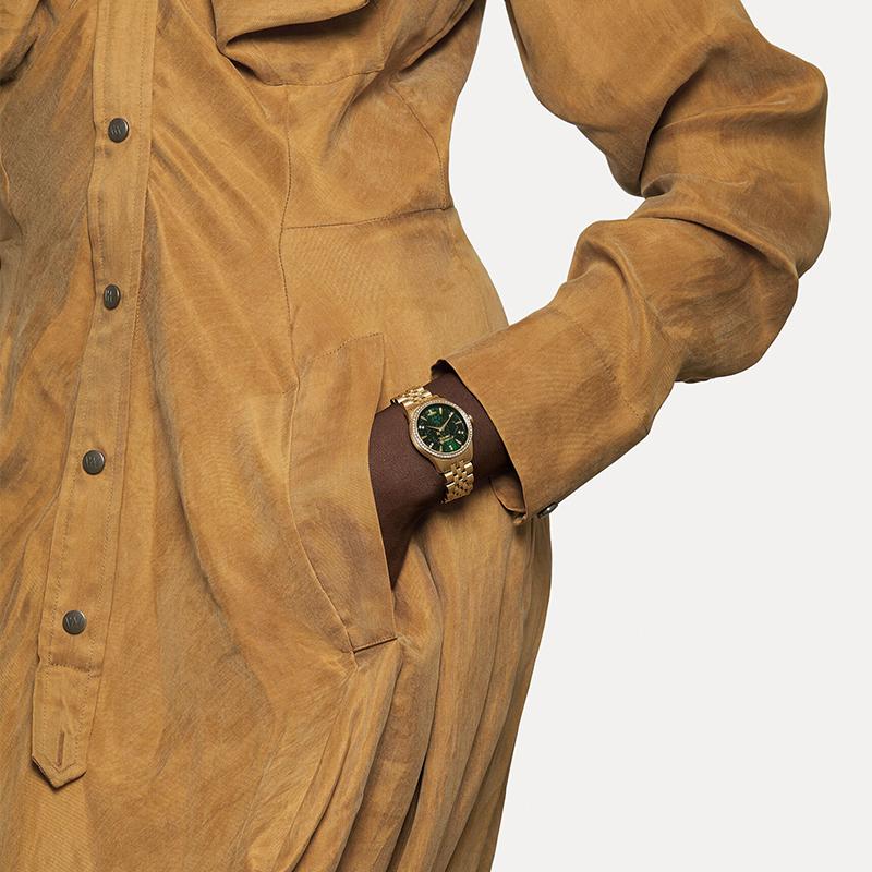 VIVIENNE WESTWOOD Кварцевые часы 32 мм Зеленый циферблат Роскошная алмазная рамка Женские часы DWVV327GRGD