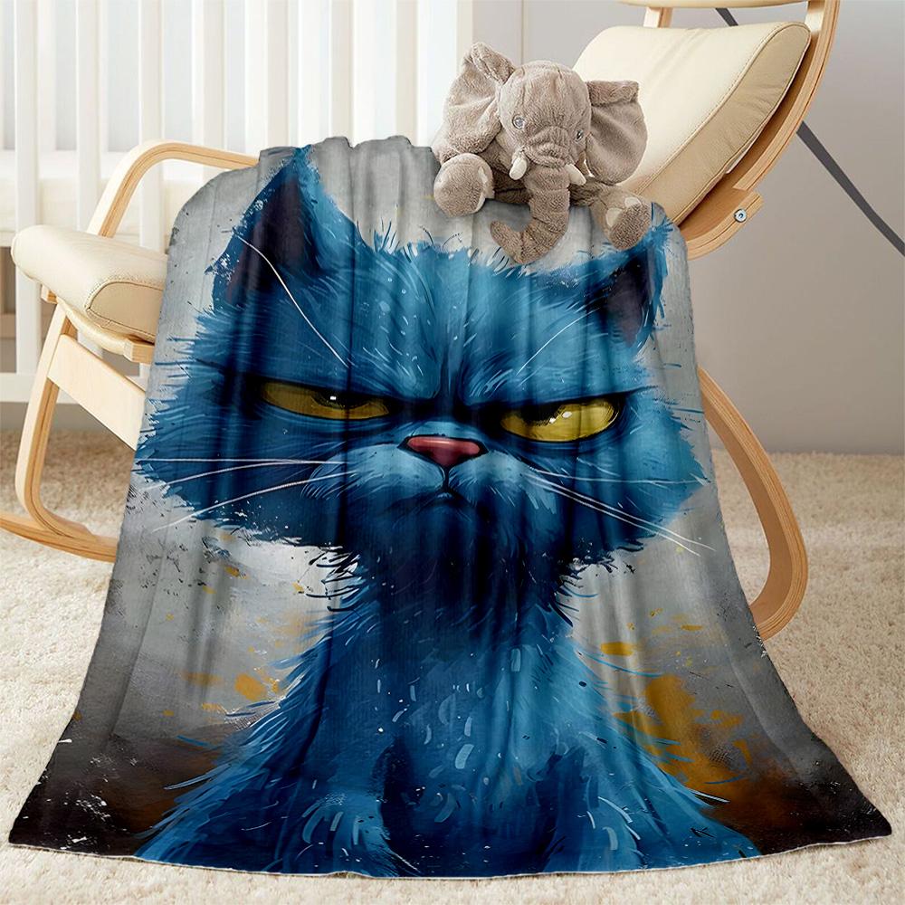 Whimsical Cat Artwork Flannel Blanket,Lightweight,Office Blanket,Sofa Blanket,Comfortable Blanket