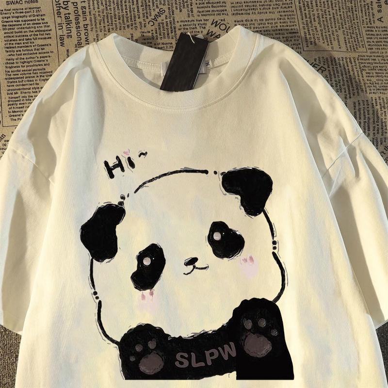 Summer Ladies Cute Cat Printed Cotton Breathable Style T-Shirt Short Sleeve