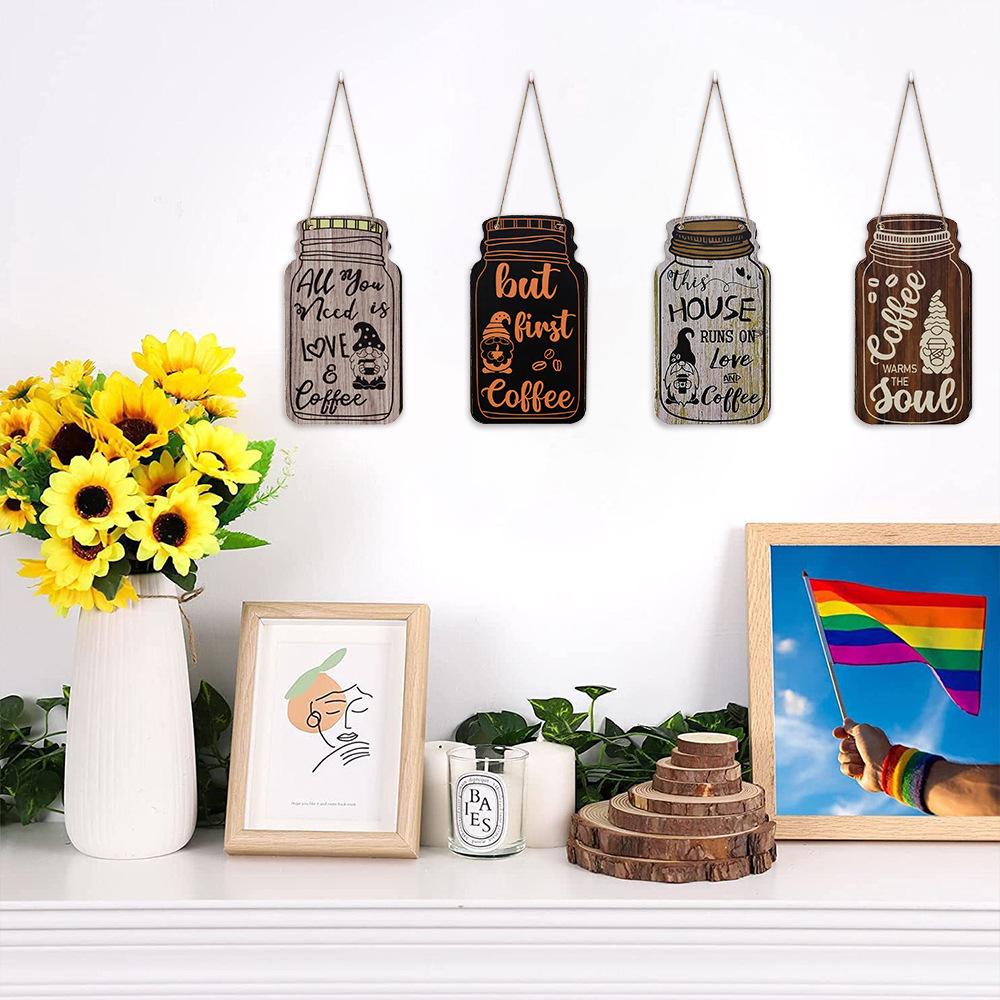In-Stock Retro American Country Wooden Coffee Bar Hanging Sign