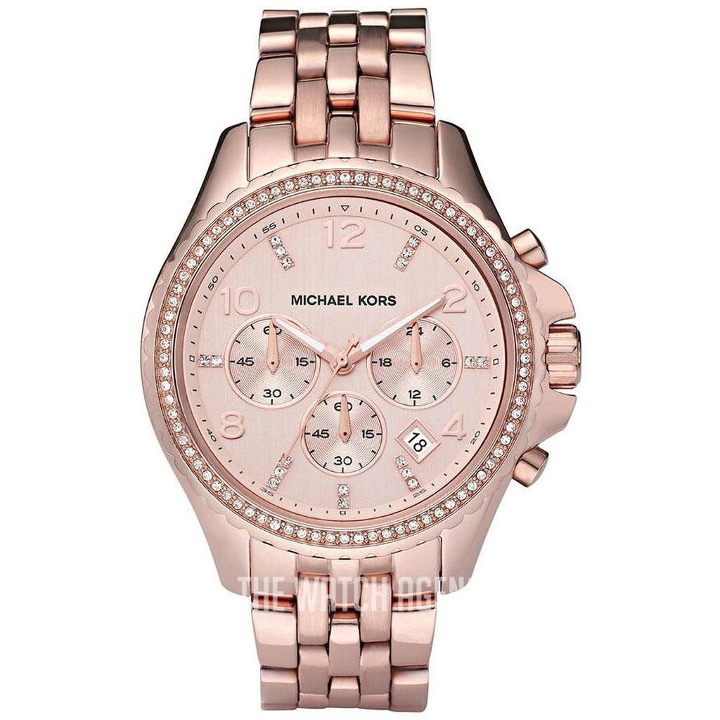 MICHAEL KORS Runway (Pilot) Women's Quartz Chronograph Watch Rose gold / champagne Dial Rose gold-tone stainless steel bracelet Strap 42mm MK5425