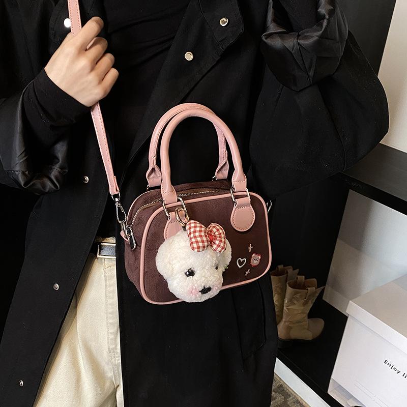 Ретро портативная сумка для боулинга женская 2025 осень новая модная текстурная портативная маленькая квадратная сумка простая сумка-мессенджер