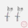 Новая мода Радужный Крест Розовый Шампанское Циркон Серьги Для Женщин Оригинальный Стерлингового Серебра S925 Ювелирные Изделия Подарок На Годовщину