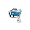 925 Silver Plated Turtle Fish Pendant Charm with Ship Star Bead for Pan Thin Bracelet Jewelry Gift