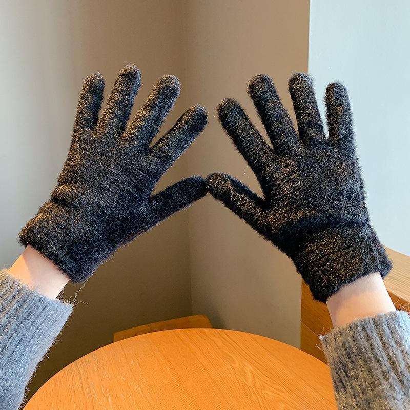 1Pair Cute Touch Screen Gloves For Women Girls Winter Warm Windproof Gloves Soft Full Fingers Mittens Outdoors Cycling Gloves