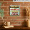 2D Flat - 1pc, Vintage Metal Aluminum Decorative Sign, Humorous Warning Sign with Red Hair, Suitable for Porches, Hallways, Game Rooms, Room Decor