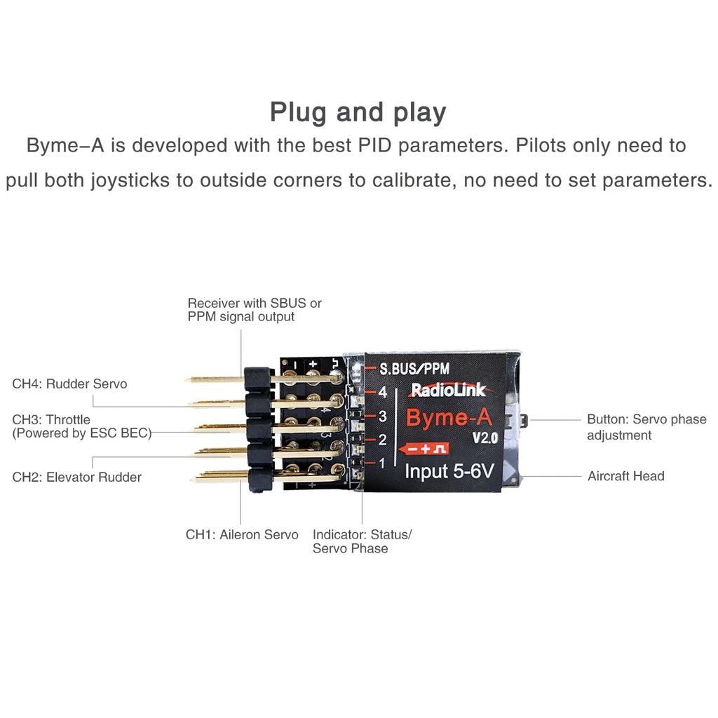 Радиоуправляемый полетный контроллер Radiolink Byme-A Byme-D Mini FC 3/5 режимов полета с гироскопом 3D для RC самолета 3CH 4CH реактивного самолета с прямым крылом