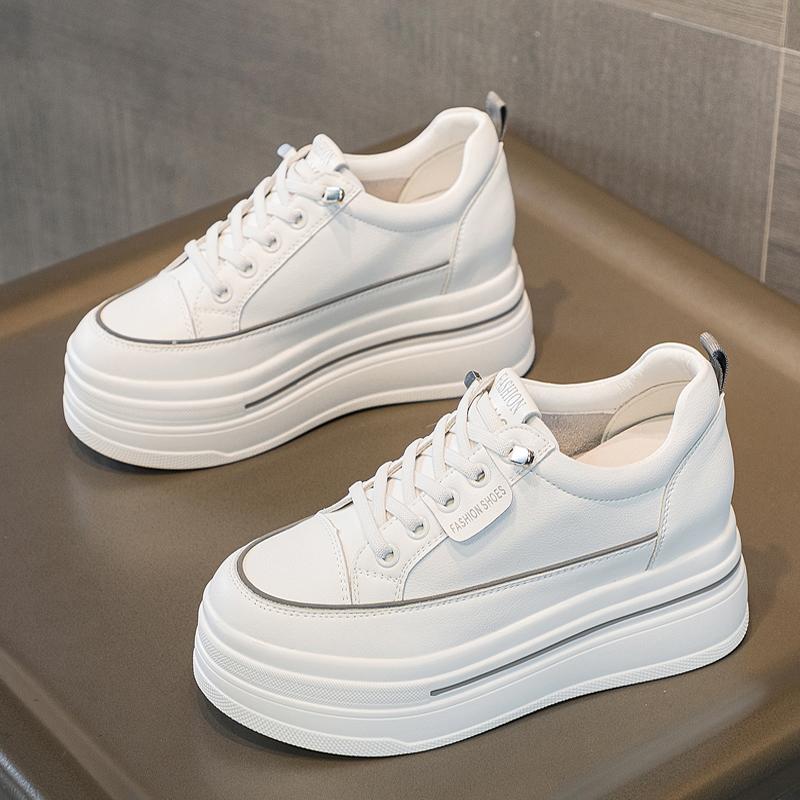 2024 весна новые удобные туфли для женщин, увеличивающие внутреннюю высоту, женские туфли 9 см, толстая подошва, сетка, маленькие размеры, белые туфли для женщин